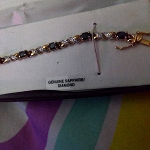 18kt Gold Genuine sapphire and diamonds bracelet